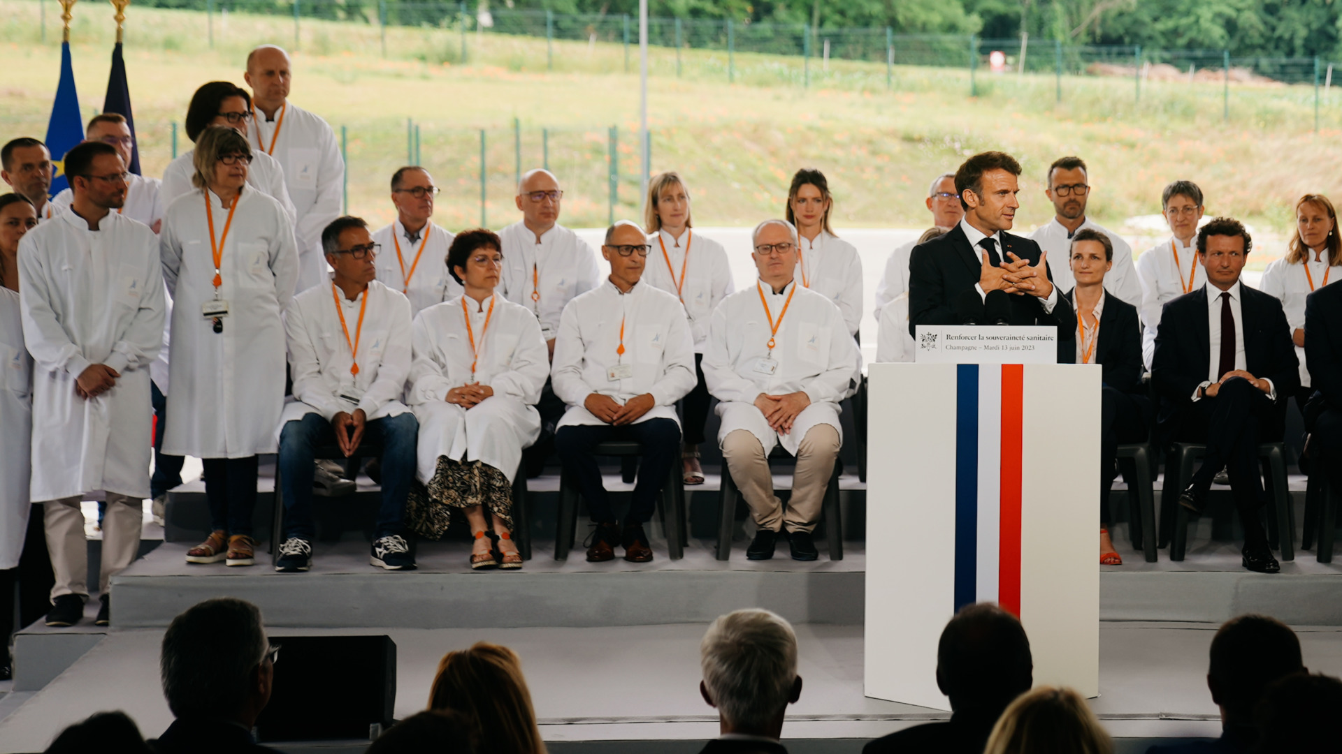 Visite du president de la Republique Emmanuel Macron a Champagne